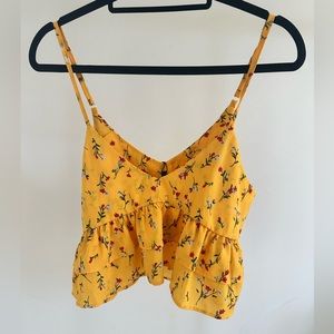 Yellow ruffle crop top zaful size xl